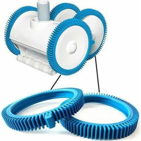 Pneu cranté avec ergot pour robot piscine – Traction améliorée – Compatible modèles Victor – Roue arrière bleue (1/4)