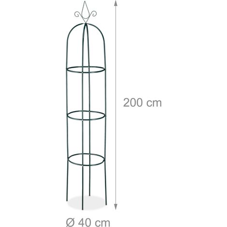 Obelisco de jardín decorativo para plantas trepadoras 200 x 30 x 30 cm de metal verde 130004991 (1/4)