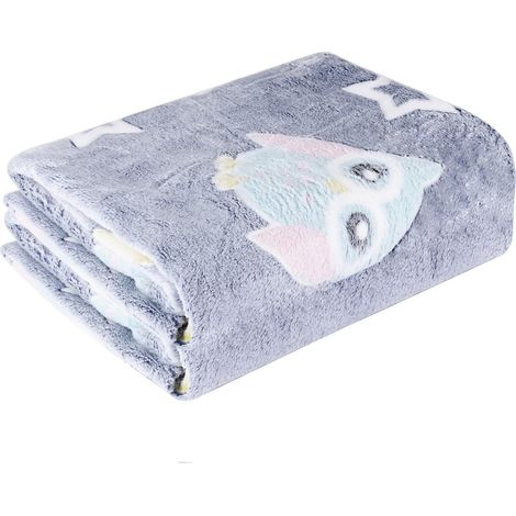Couverture de veilleuse pour enfants - Hibou, Couverture molletonnée chaude pour garçonnets et enfants, Couverture Dinosaure (1/5)