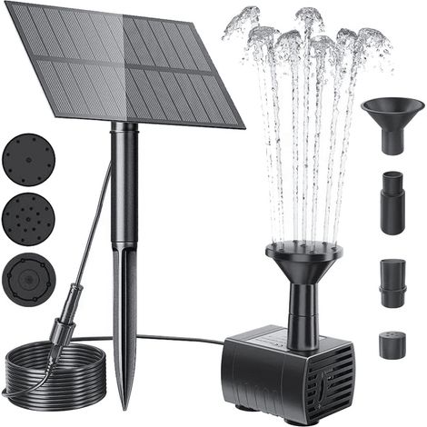 Pompe À Eau Solaire - Panneau 5 V 1,5 W - Débit Max 150 L/h - Hauteur De Jet 45 Cm - Pour Bassin À Oiseaux Jardin Arrière Petit Bassin - 1 Pièce (1/5)