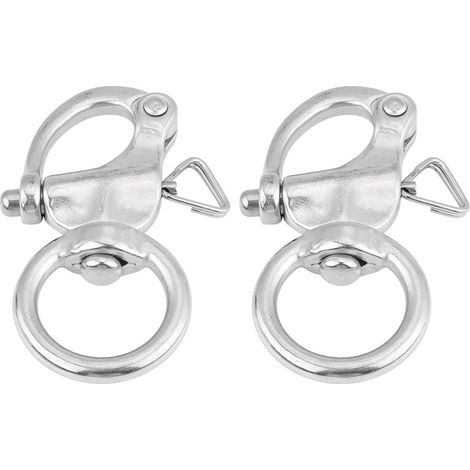 Drehschäkel, 2 Ausführungen, 2 Stück Edelstahl 316 Karabiner, Schnallenring, Stützring, nützliches Werkzeug, runder Schäkelring (25  76 mm)