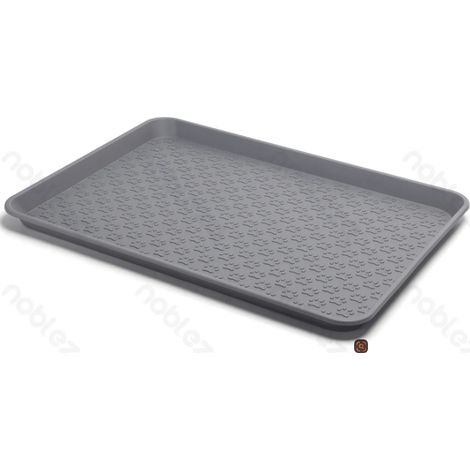 Tapis d'alimentation rectangulaire pour animaux, anti-dérapant et imperméable, gris