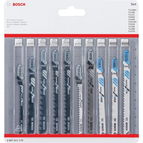 BOSCH PROFESSIONAL SET DE HOJAS DE SIERRA DE CALAR 10 UDS (PARA MADERA Y METAL, ACCESORIOS PARA SIERRAS DE CALAR CON VÁSTAGO EN