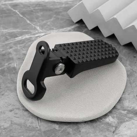 Set di 2 paia di poggiapiedi per bicicletta, lunghi 111 mm, pedali da 76 x 37 mm in lega di alluminio antiscivolo, pieghevoli per mountain bike, neri. (1/4)