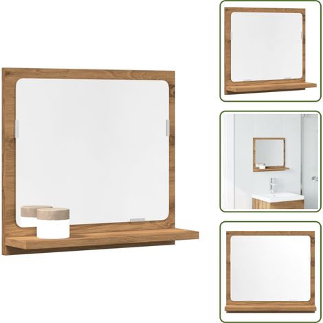 Armadietto in truciolato - vidaXL Mobile Bagno Specchio Rovere Artigianale 40x11x37 cm Truciolato - Armadietto da bagno con ripiano