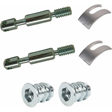 – Kit complet 2x goujons d'assemblage 6mm x 56mm – 2 manchons à visser M6x13 en acier – 2 étriers 38mm pour assemblage meuble (1/4)