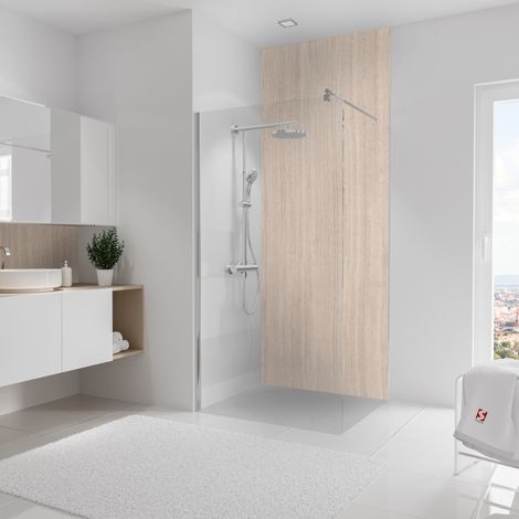 Schulte panneau mural 100x255 cm, revêtement pour douche et salle de bains, placement facile, DécoDesign DÉCOR,  travertin romain