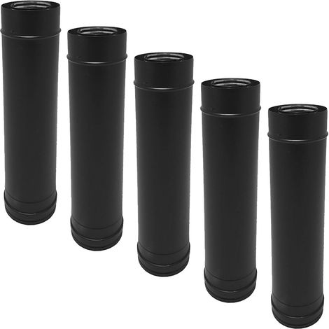 Lot de 5 TDI Conduit concentrique en acier inoxydable polycombustible Noir longueur 50 cm Ø80-125