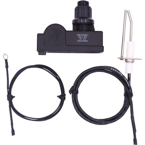 Fire Pit Igniter, Push Button Ignition Kit for Fire Pit Gas Burner with Durable Button 2 Outlet Igniter and Ignition Wire and 36" Ground Wire, AAA Battery Type