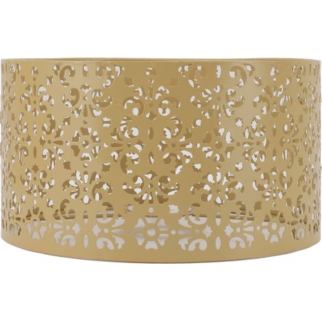 Abat-jour décoratif métal perforé motif floral - Compatible E27/E14 - Parfait lampe de bureau/étagère/sol (Dimensions: 22x12cm, couleur jaune)