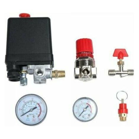 NALOOKAMIC Compresseur d'air pressostat valve pressostat compresseur d'air avec manomètre régulateur (1/3)