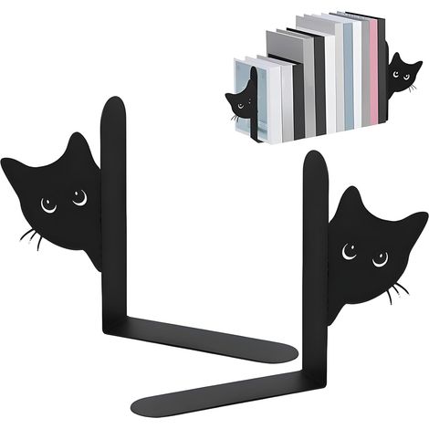 Serre-Livres Chat，Lot de 2 Serre Livre en Méta Motif Chat pour Les Amateurs de Livres et Les Amoureux des Chats (1/5)