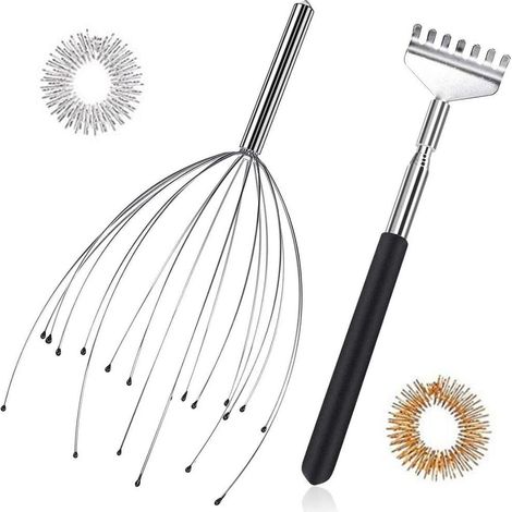 Ensemble de massage de la tête, du dos et des doigts en acier inoxydable (boîte blanche) - griffe de massage de la tête en fil d'acier inoxydable-AquaForge (1/5)