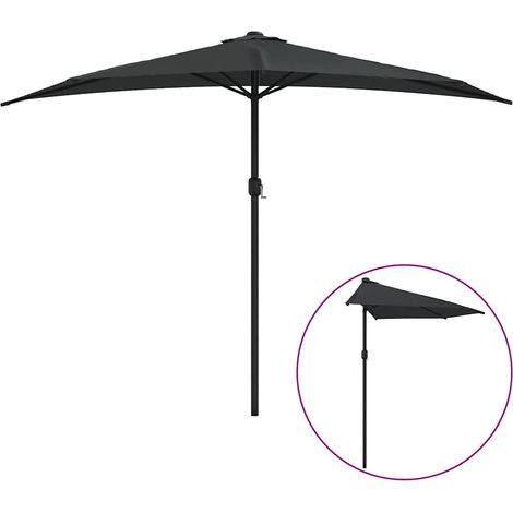 Maison Exclusive - Parasol de balcon avec mât en aluminium Noir 300x155x223cm Demi
