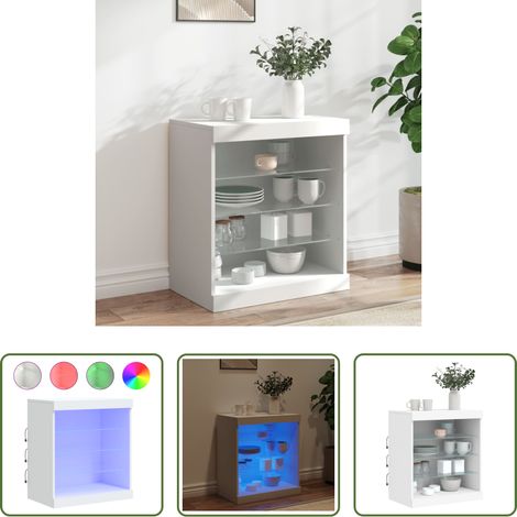 vidaXL Holzwerkstoff - Sideboard mit LED-Beleuchtung Weiß 60,5x37x67 cm (1/5)