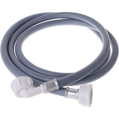 Manguera de entrada para lavadora ZVD de 2 m, universal, para agua fría. Manguera roscada estándar de 200 cm de largo y 3/4" con conector acodado de 90°. (1/3)