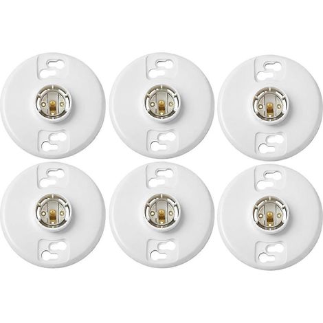 Lot de 6 douilles E26 à culot moyen, sans interrupteur, pour plafonnier, en phénolique blanc, compatibles avec les ampoules fluocompactes. (1/5)
