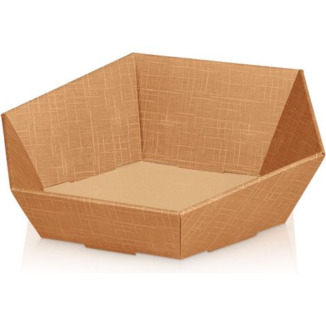 25 x Präsentkorb Geschenkkorb 380x340x75/130 mm strukturgeprägt Natur (1/2)