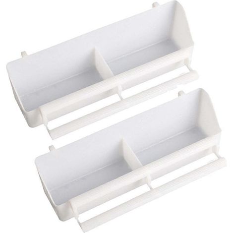 2-teiliger Futternapf aus Kunststoff für Vögel, Doppelfutterspender, Wasserbehälter für Geflügelkäfige, Weiß (1/5)