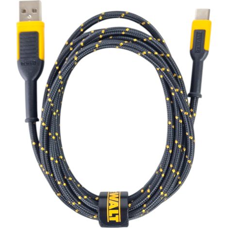 DeWALT DWT1311361 Cavo di ricarica da USB-A a USB-C da 1,2 m, rinforzato e robusto per cantieri e officine