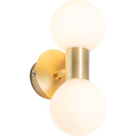 QAZQA Moderne Wandleuchte gold IP44 2-flammig - Cederic