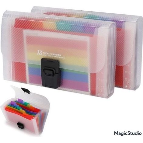 Lot de 2 organisateurs de documents A6 – Extensibles – Étanches – Pour stylos, cahiers, projets – Format poche (1/5)
