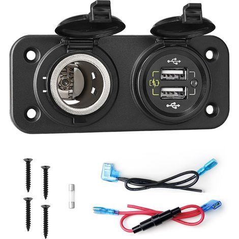 12V / 24V KFZ-Ladesteckdose QC 3.0 Schnelllade-USB-Anschluss mit Zigarettenanzünder-Buchse, 2-in-1 für LKW, Wohnwagen, Boot und Wohnmobil (1/5)