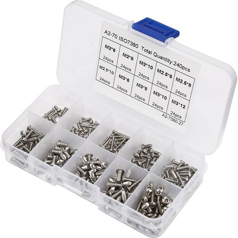 240 Stück M26\M28\M210\M36\M38\M310\M312\M2,56\M2,58\M2,510 Sechskantschraubensatz (1/5)