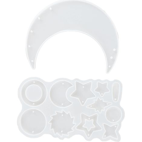 Moule silicone réutilisable en forme de lune et étoiles pour carillons éoliens, pendentif DIY décoration murale en résine époxy. (1/5)