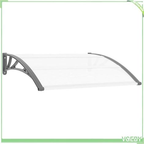 Auvent de porte - FAFEICY - 144813 - 120 x 75 cm - Noir/transparent - Polycarbonate (1/5)