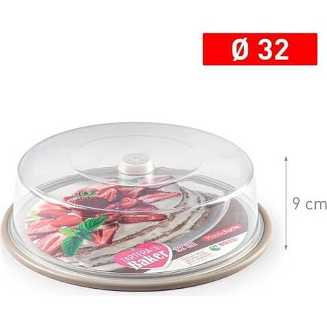 Bandeja pasteles tartera plastico 9 cm altura y diametro 32 cm Beige