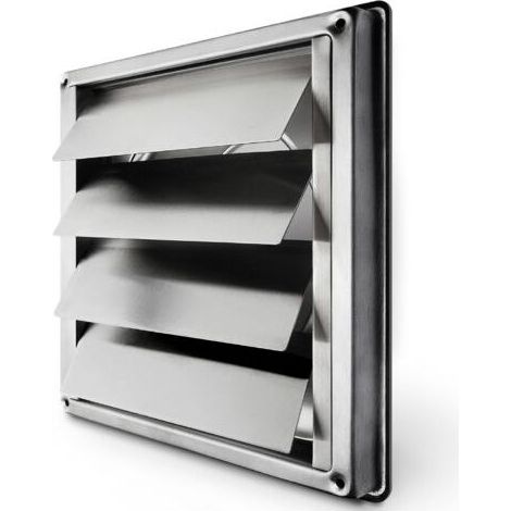 Griglia di ventilazione 150 mm – in Acciaio inox – Valvola di non-ritorno automatico – Resistente alle intemperie – Dimensioni 184x184mm (1/5)
