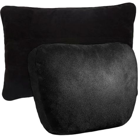 2 Coussins, Appui-tête et Lombaire, Suédine Douce, Coton PP, Voiture Maison Bureau (1/5)