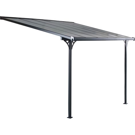 Concept-Usine – Tonnelle murale aluminium 375 x 305 cm – Protection UV et intempéries – Toit transparent polycarbonate – Résistance au vent 70 km/h (1/5)