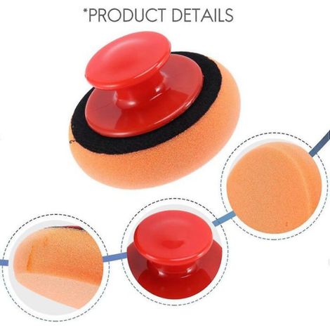 Éponge - Tampon Polissage - Pour Cire Voiture - Manche Ergonomique - Diamètre 10 cm - 6 Pièces (1/5)