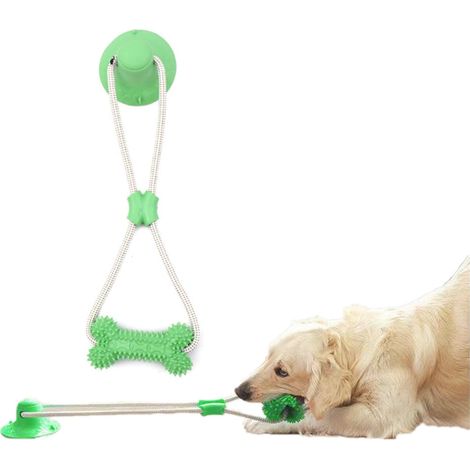 Jouet pour chien avec ventouse, jouet de tir à la corde, jouet interactif, jouet pour la poussée dentaire des chiots (vert) (1/5)