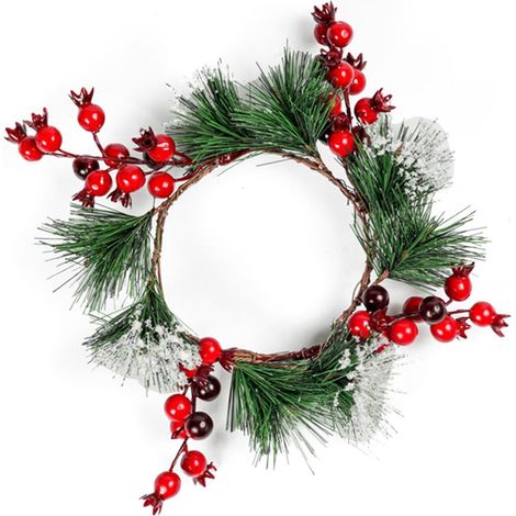 Guirlande De Bougies - Couronne De Bougies Fausse Fleurs En Plastique - Décoration De Table Noël Extérieur Intérieur - 1 Pièce