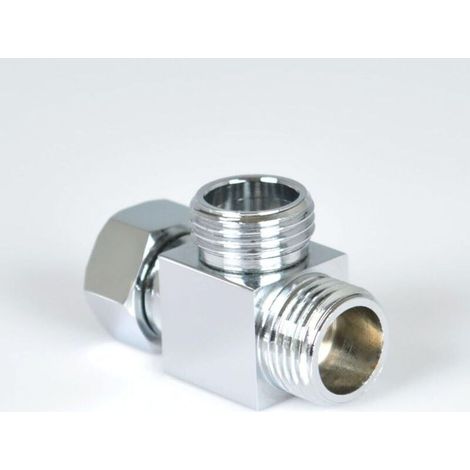 Bras de Douche Laiton 3 Voies Inverseur T pour Tuyau Connecteur Standard–G1/5,1 cm Système Douchette Pièce de Rechange (1/4)