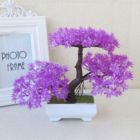 Plante artificielle mini bonsaï en plastique facile d'entretienviolet (1/5)