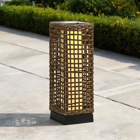 Lampadaire solaire extérieur en rotin PE 46 cm en stahl PE Rattan (1/5)