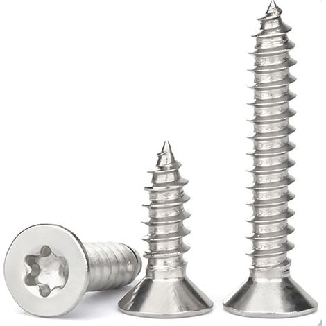 50 Pièces Vis à Bois M3x10mm, Torx à Tête Fraisée, Acier Inoxydable A2 V2A, Vis Autotaraudeuses Entièrement Filetées pour Fixations (1/5)
