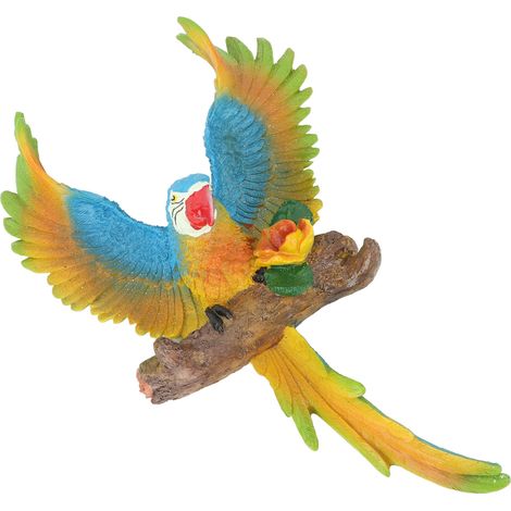 Décoration suspendue d'extérieur en résine représentant un perroquet. Statues de perroquets durables, ornement pour jardin ou cour, bleu. (1/5)