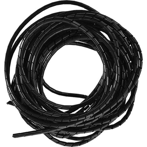 Gaine Spirale 10m pour Câbles - Organisation Fils PC, TV, Bureau, Maison - Noir 6mm (1/5)