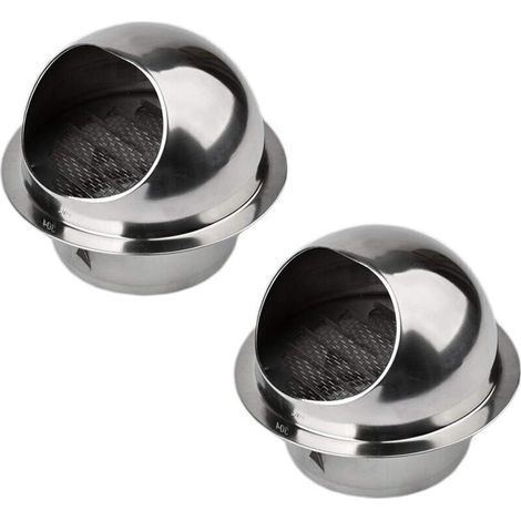 2pcs Aérateur Rond avec Grille en Acier Inoxydable Grille Ronde Couvercle de Ventilation Sortie d'évacuation Mural Bouches d'aération 100mm (1/4)