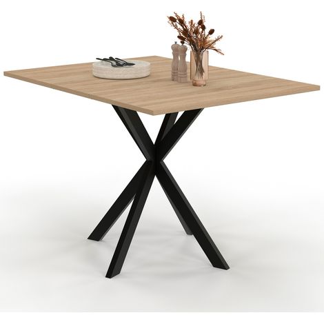 Consolle pieghevole per 2-4 persone ALIX con gambe in legno e ragno nero 103 x 76 cm