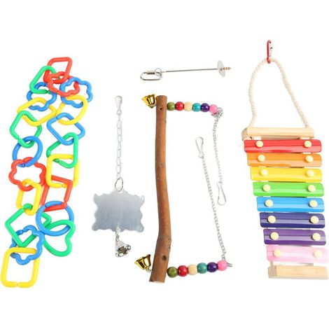 Jouets végétariens colorés en forme de poulet, brochette et balançoire à fruits pour perroquet (1/5)