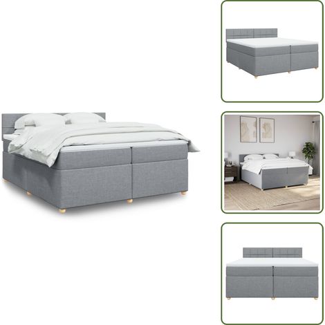 Sommier à lattes de lit avec matelas Gris clair 200x200cm Tissu - Sommier À Lattes De Lit - Sommiers À Lattes De Lit - Lit - Meuble De Chambre À Coucher (1/5)
