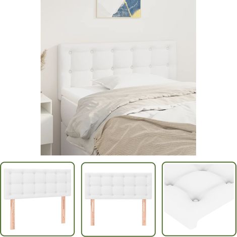 The Living Store Tête de lit Blanc 100x5x78/88 cm Similicuir - Tête De Lit - Literie - Meuble De Chambre - Décoration Chambre - Simili Cuir (1/5)