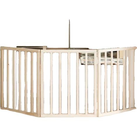 Puerta para perros, madera de álamo, diseño independiente de 3 paneles, color marrón. (1/2)
