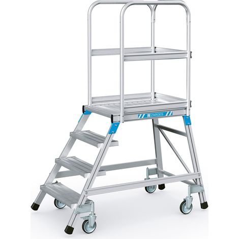 Podesttreppe 4 Plattform-H.960mm Stufen u.Plattfom Alu.geriffelt eins.ZARGES (1/3)